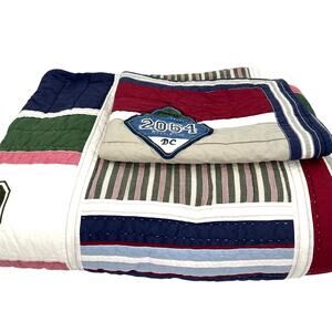 Pottery Barn Kids boy’s sports patchwork madras plaid quilt and pillow cover